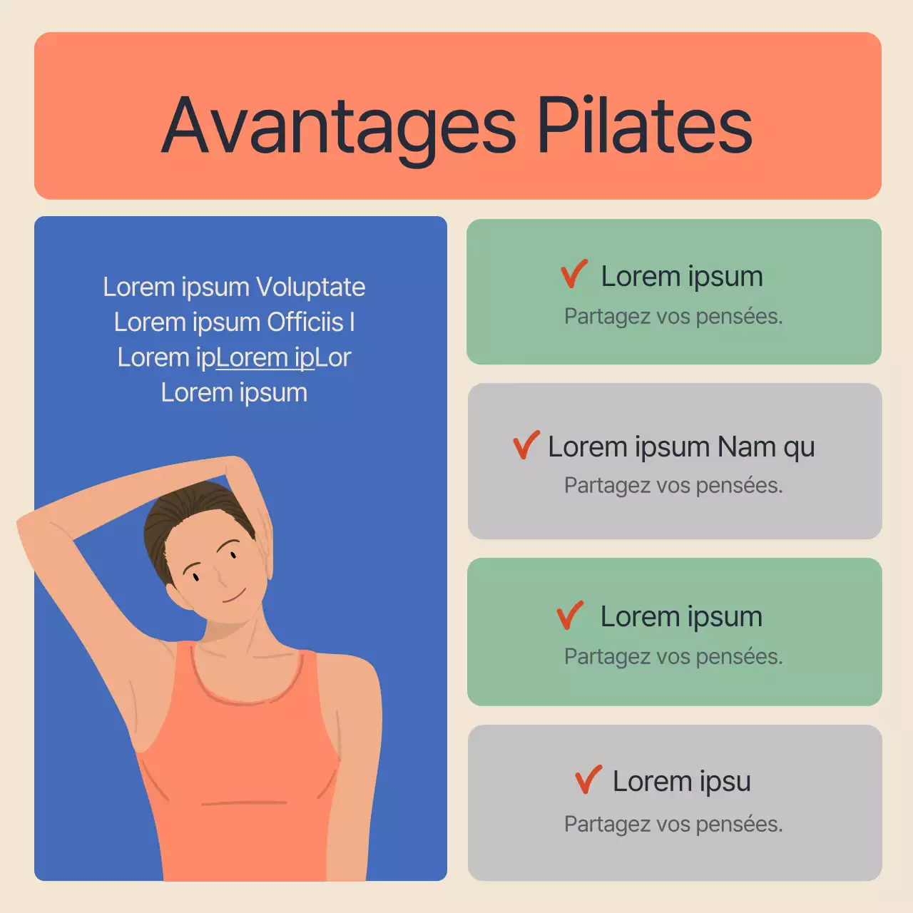 Turtle Neck Pilates Rehabilitation Information en bleu et orange
