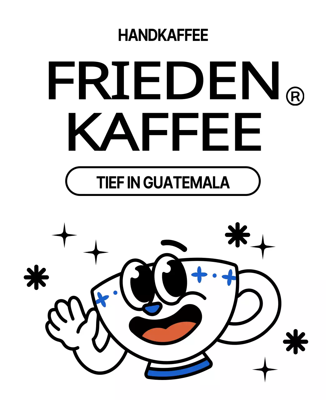 Nettes Design Kaffeebohnen mit blauen und roten Kaffeetasse Charakter Illustrationen
