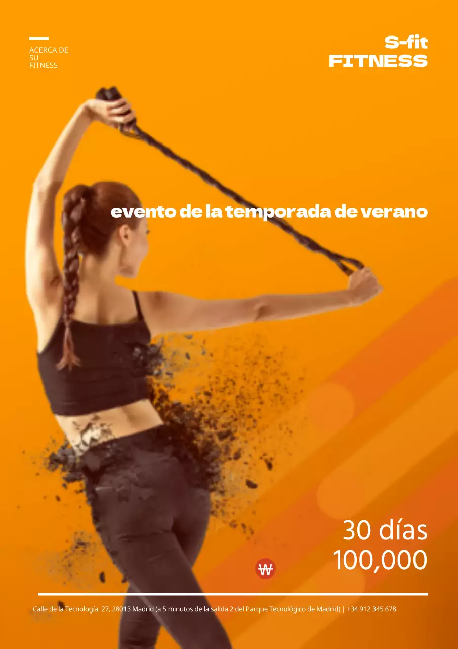 Folleto sencillo para eventos de fitness en naranja