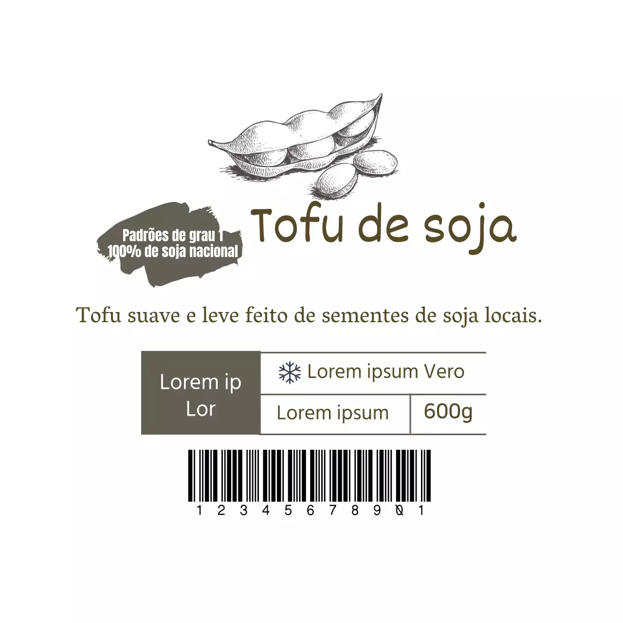 Rótulos de sementes de soja brancos, ilustrados e limpos