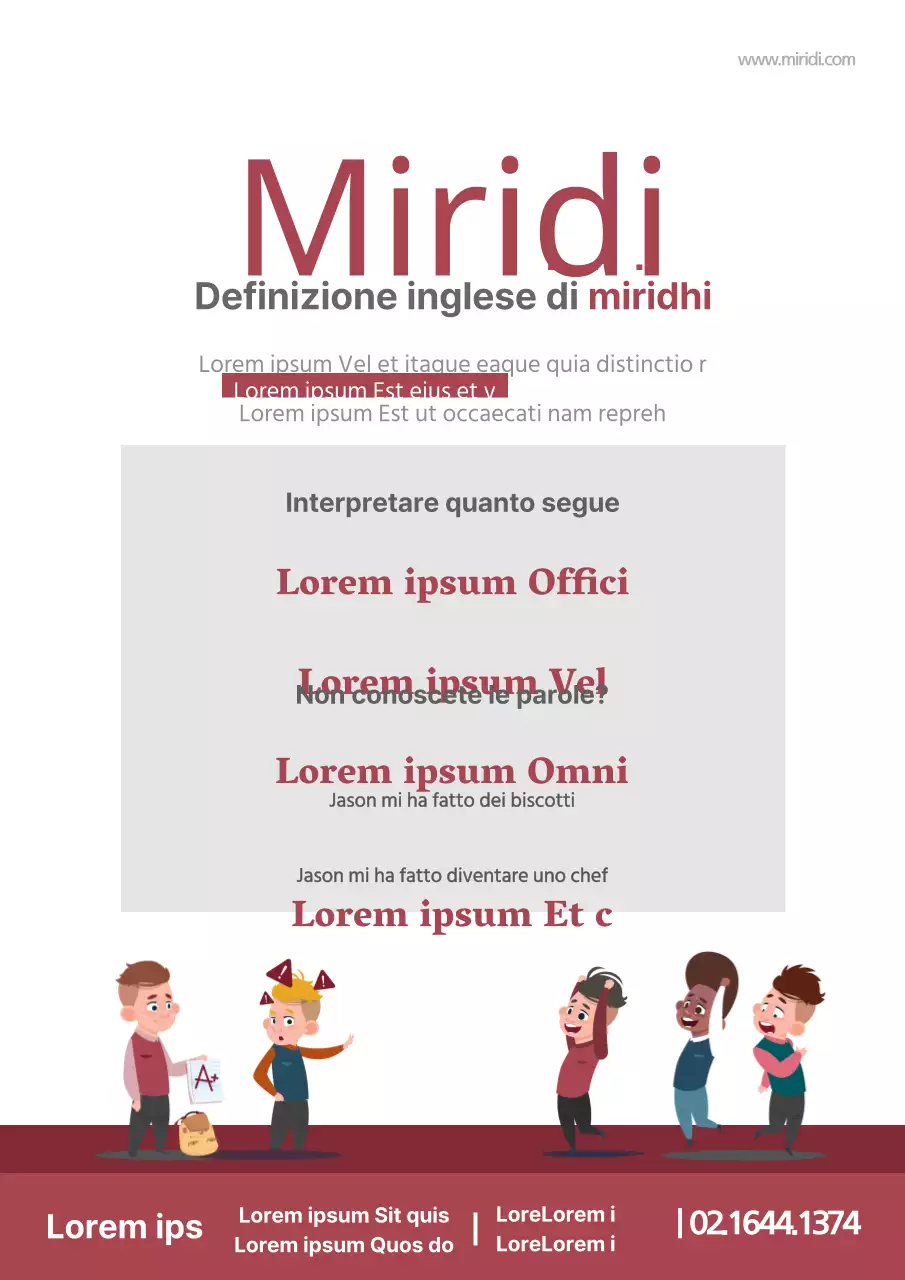 Promuovete la vostra scuola di lingua inglese con i personaggi per bambini rossi e grigi