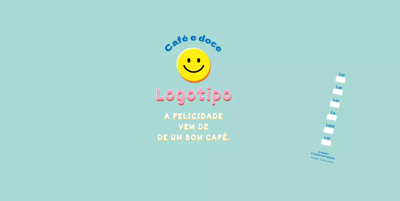 Azul Fofo Ilustração Lettering Café
