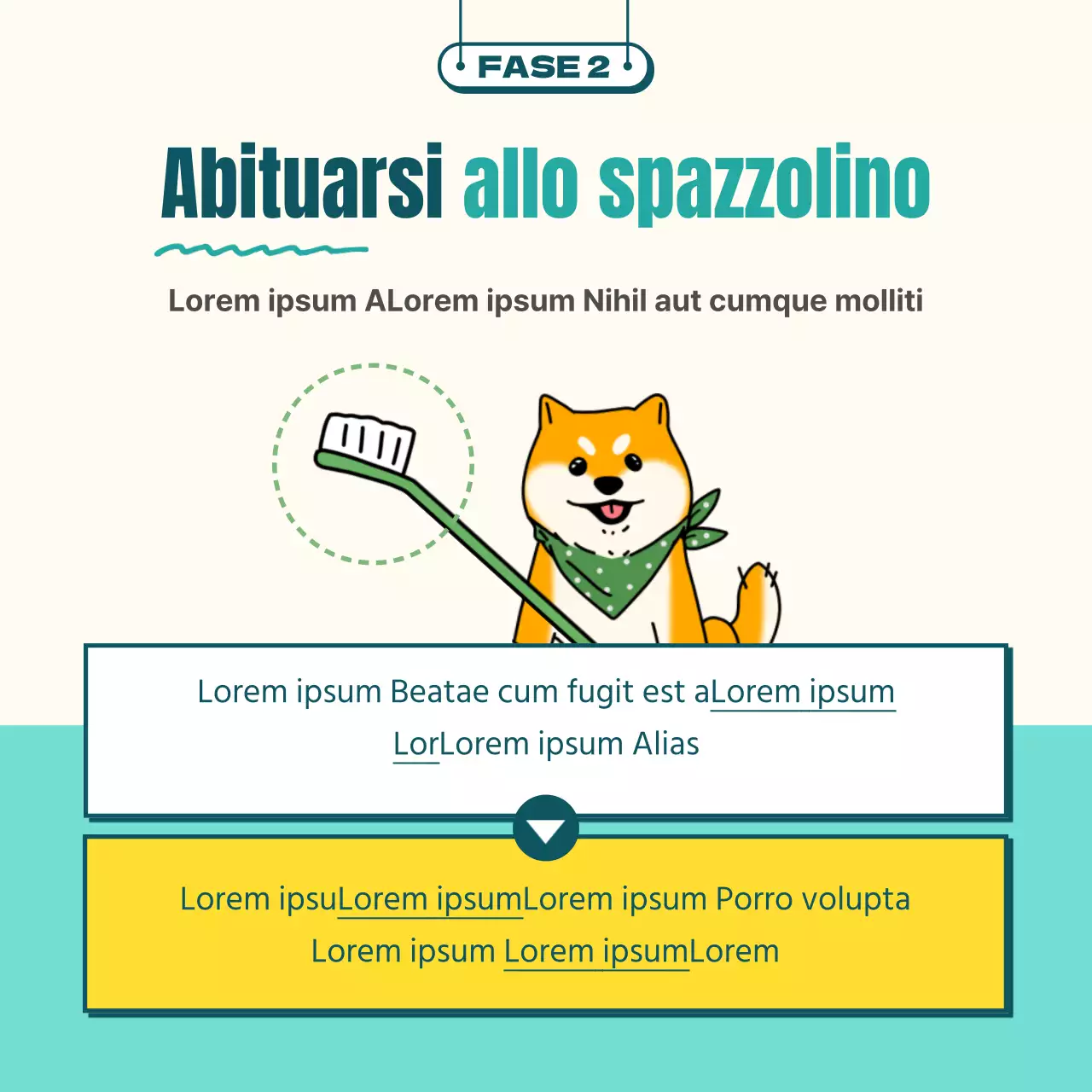 Spazzola per cani illustrata in giallo e menta
