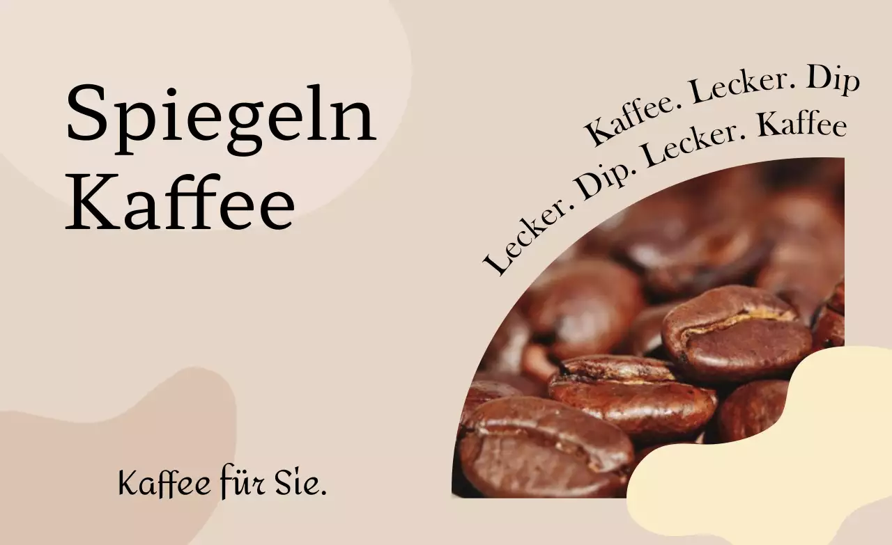 Werben Sie für Ihr Café mit braunem Text und einer Fotoillustration von Kaffeebohnen.