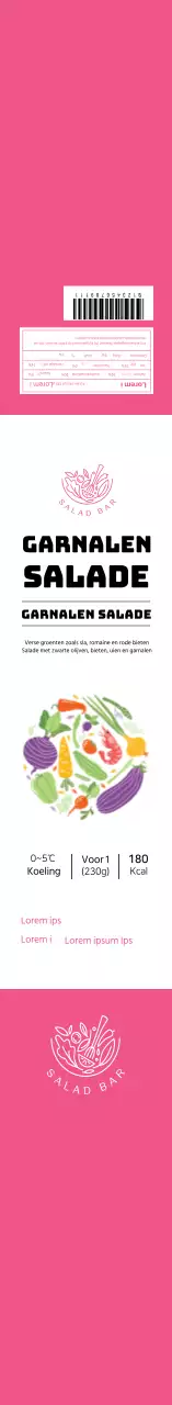 Voedselinformatie-etiket roze schone salade