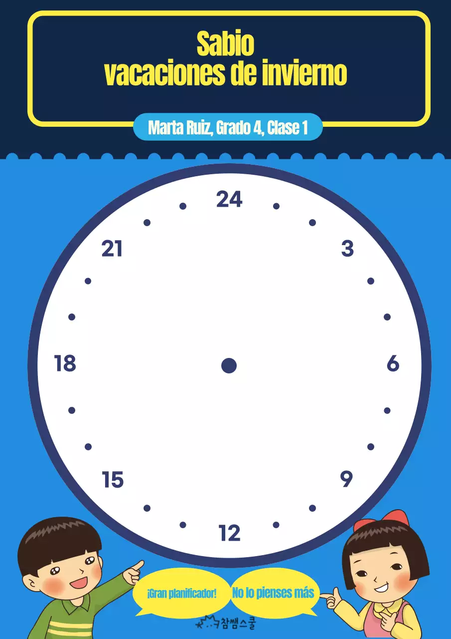 Planificador de vacaciones de invierno azul y amarillo