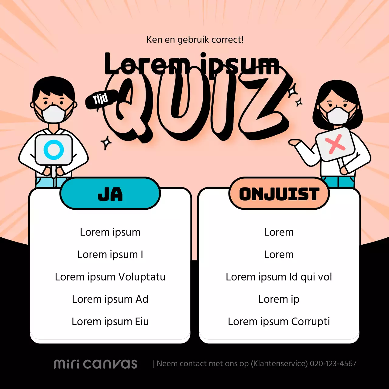 Oranje quizzo contrast layout corona