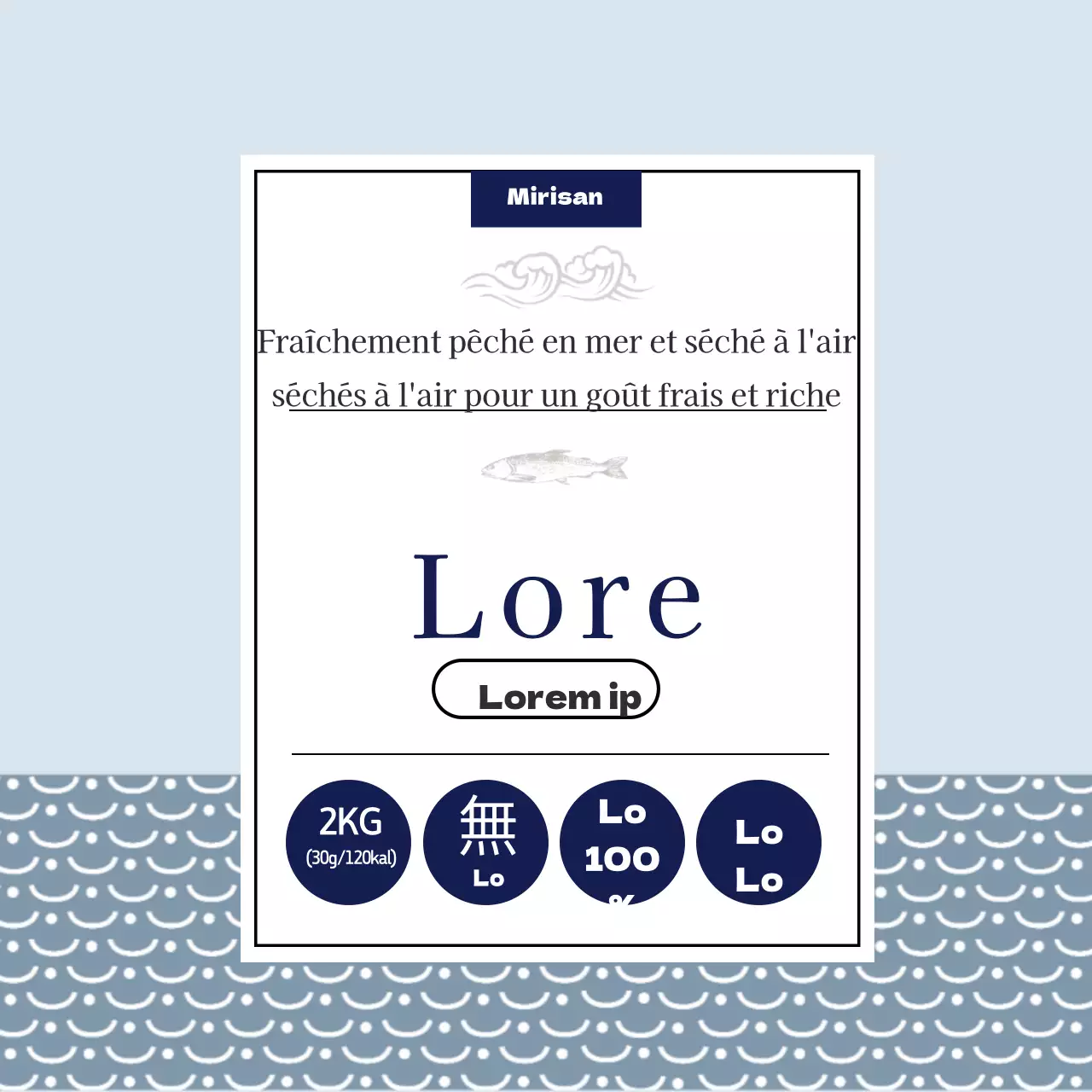 Autocollant carré en forme de poisson séché