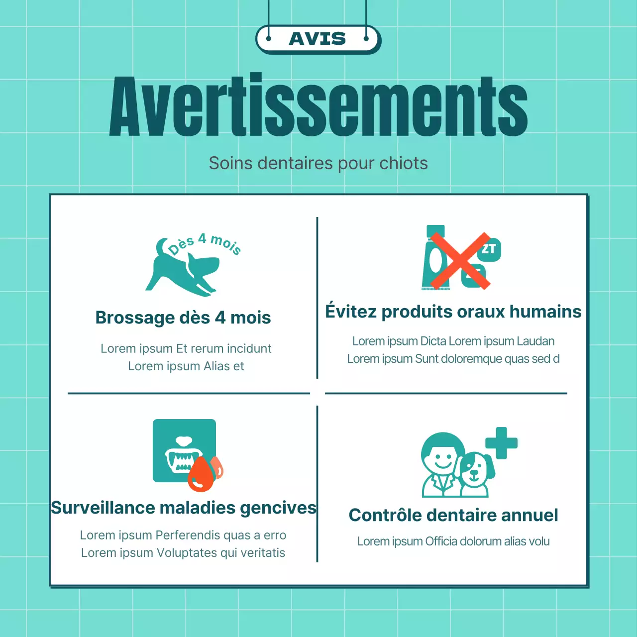 Brossage de chien illustré en menthe et jaune
