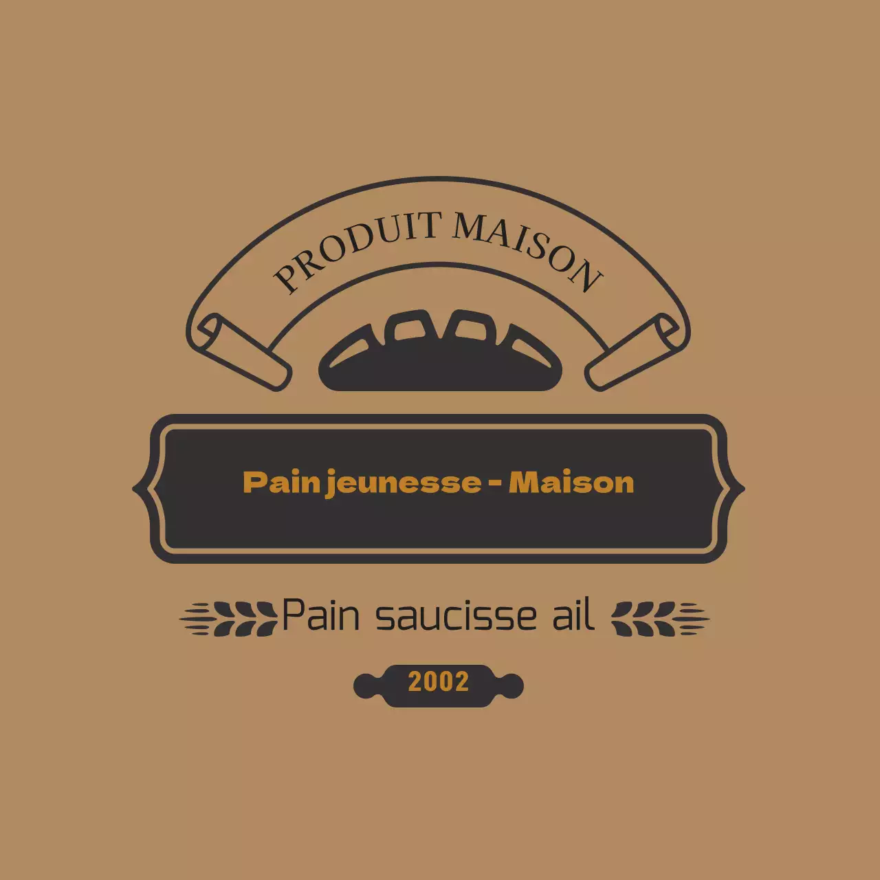 Etiquette de boulangerie vintage marron