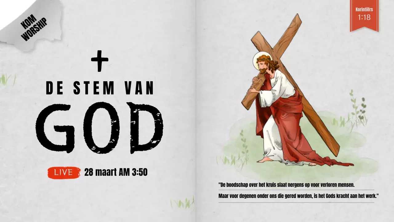 Religieuze YouTube thumbnail voor Passieweek met grijze achtergrond Bijbelboek concept