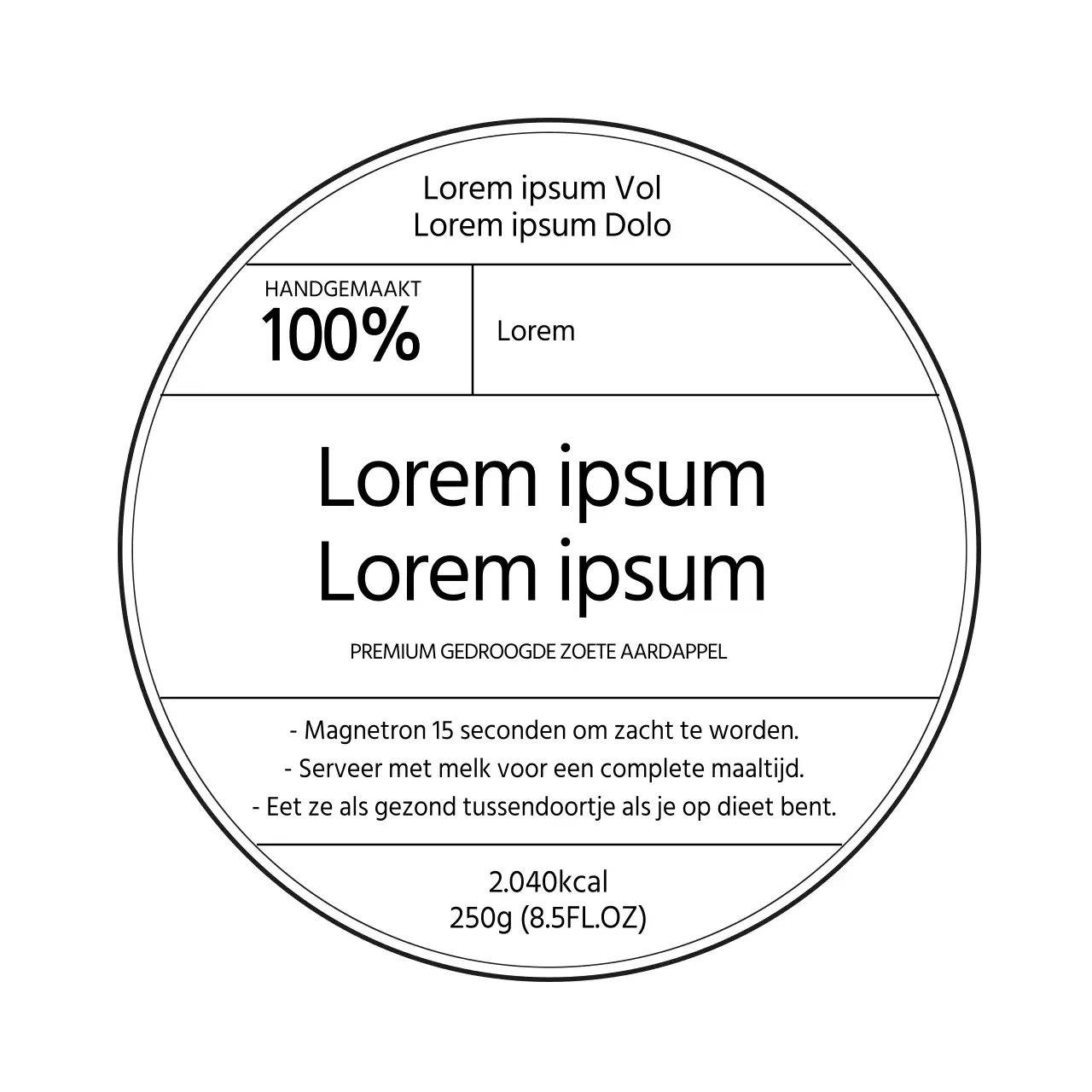 witregelig eenvoudig etiket voor zoetwaren