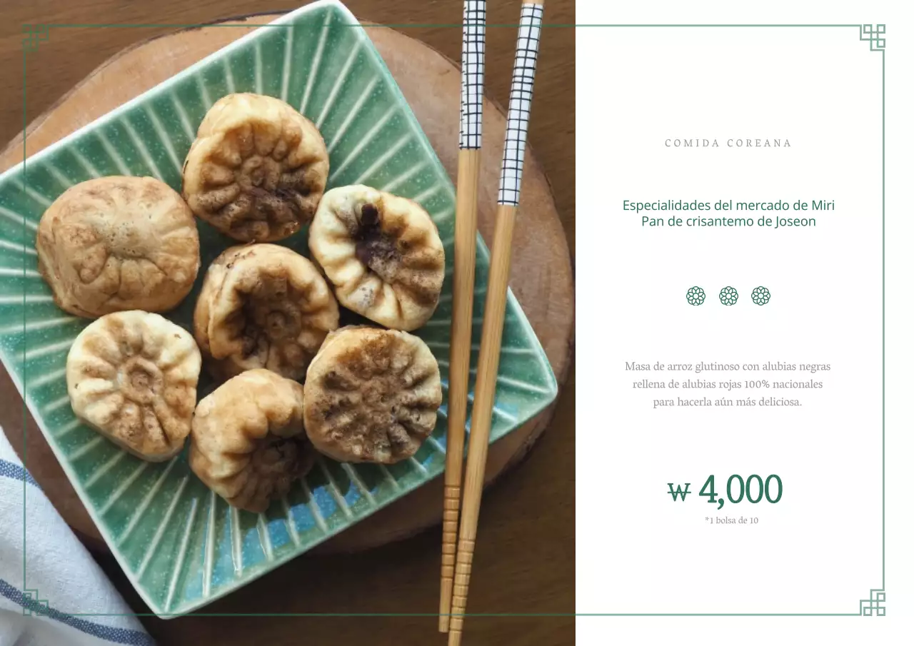 Cartel horizontal de alimentos tradicionales de mercado en color jade