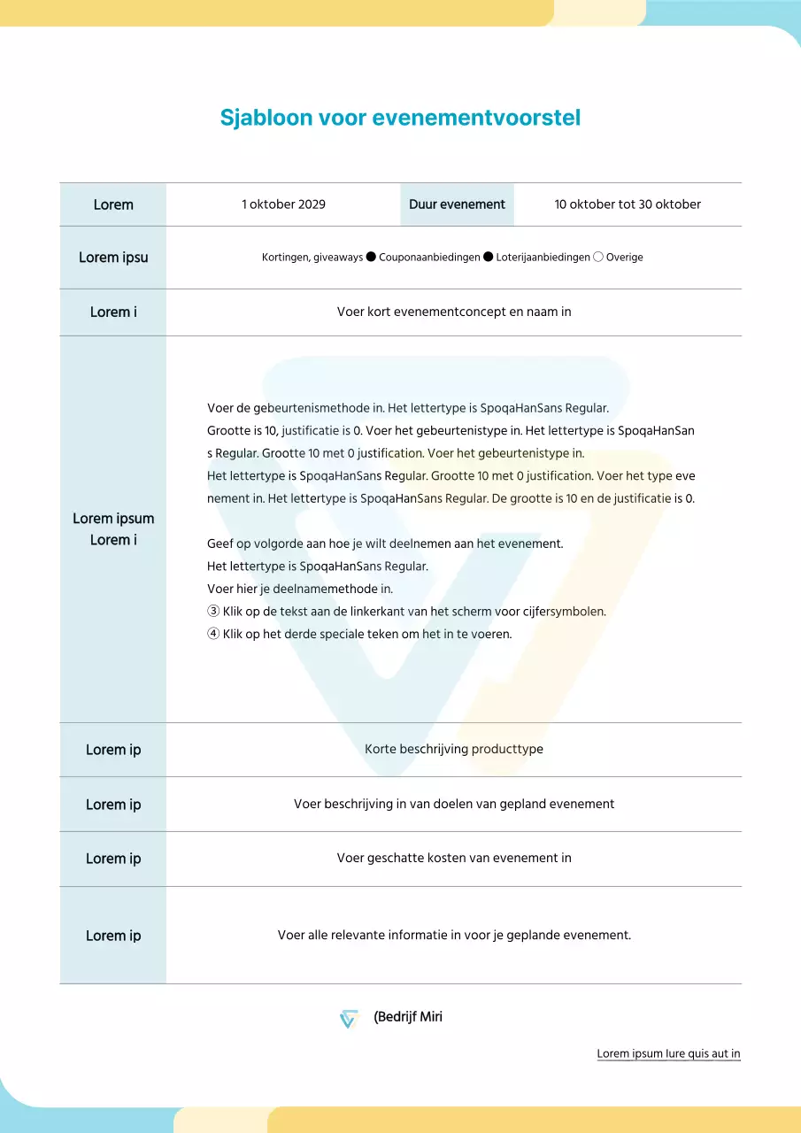 Voorstel met ronde vormen in lichtblauw en geel