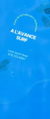 Illustration simple de l'océan en bleu et chartreuse pour l'information et la promotion du surf.