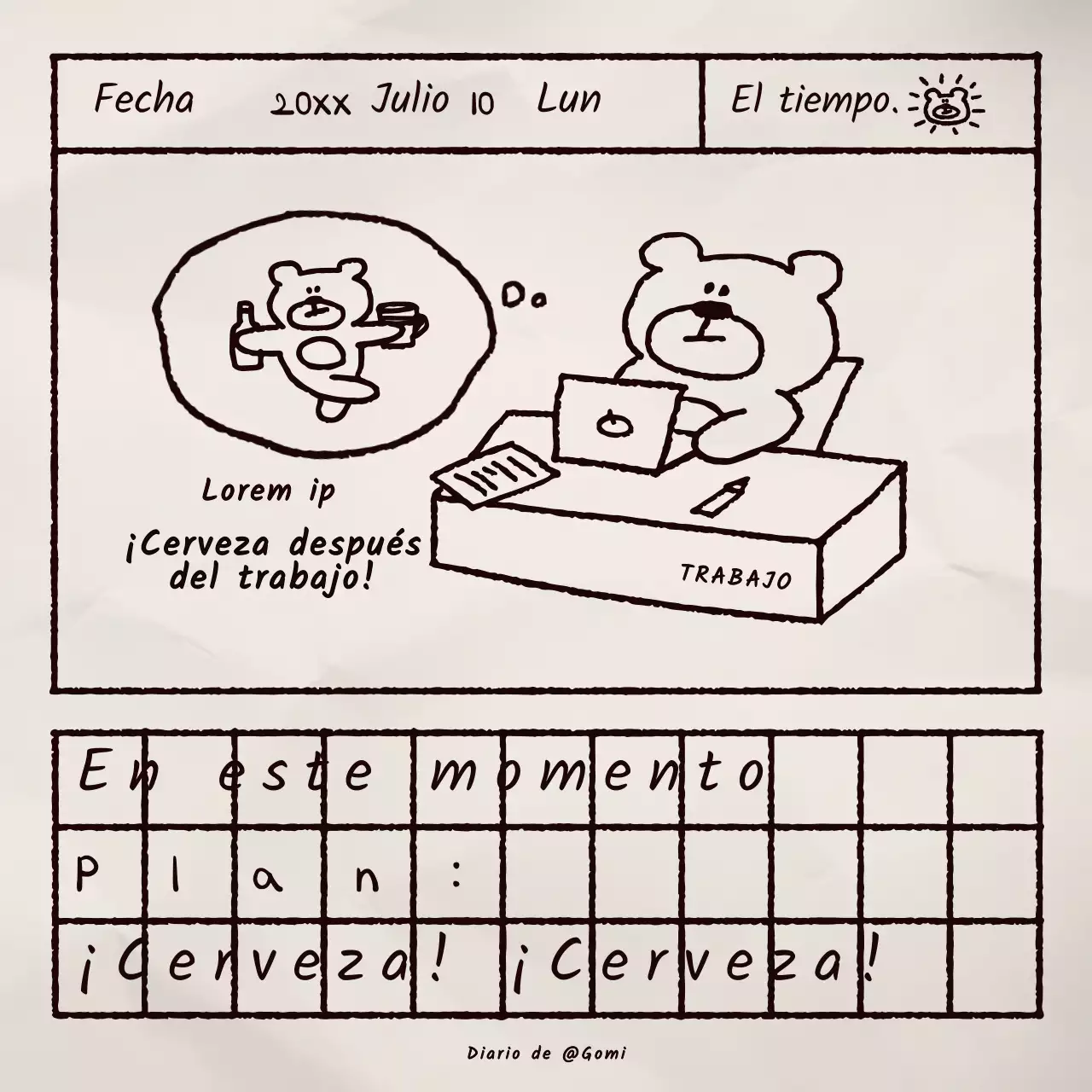 Lindo oso pardo ilustración diario paquete de paquetes