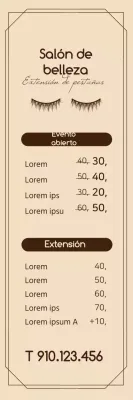 Menú limpio de salón de belleza con ilustraciones marrones