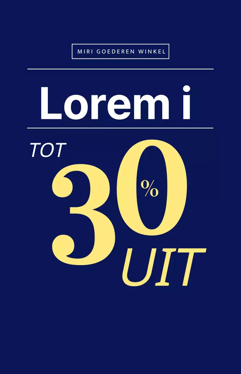 Etalagevlag zomeruitverkoop met geel lettertype op marineblauwe achtergrond