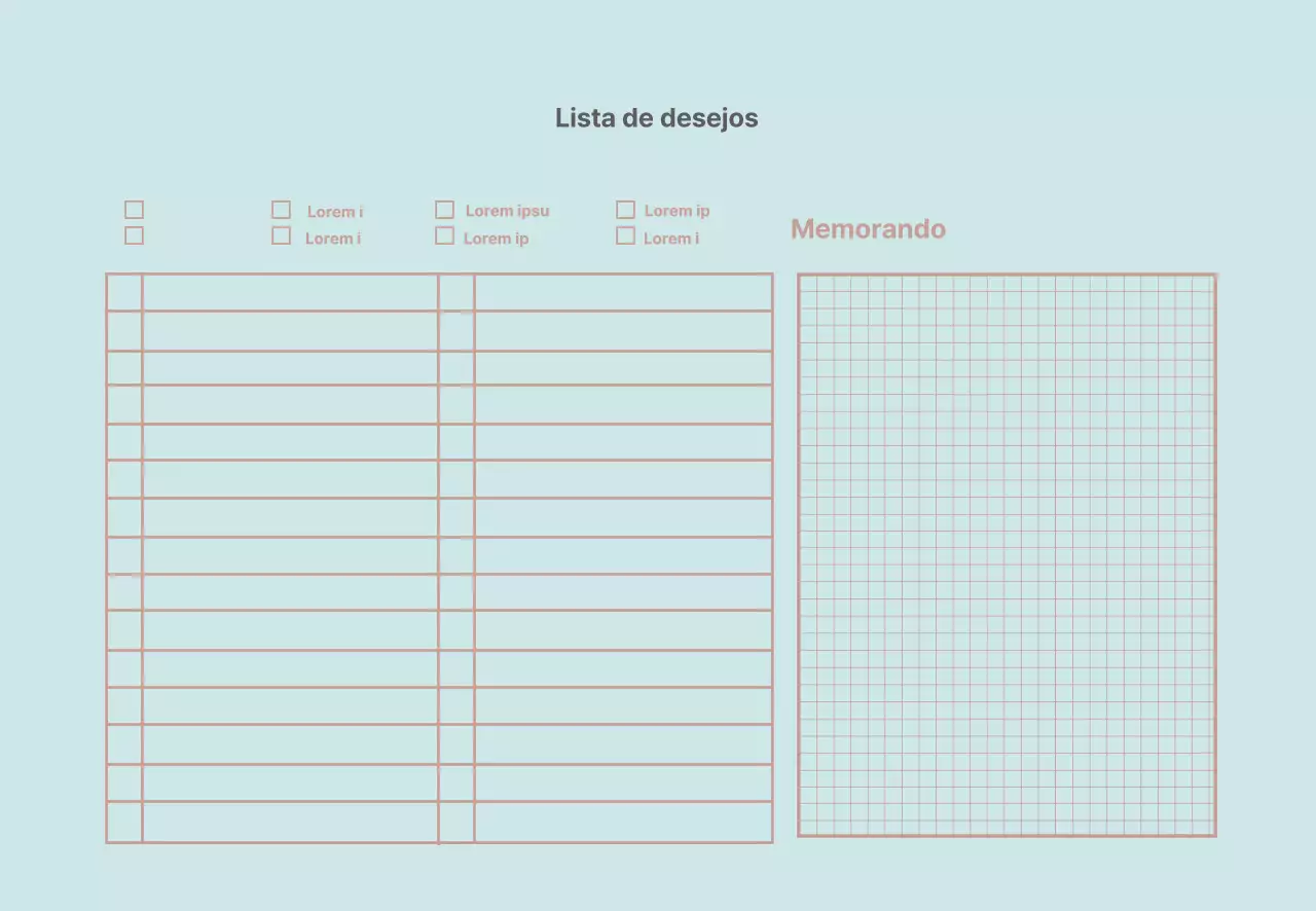 Lista de desejos simples da Mint Lines
