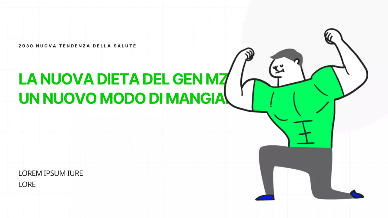 Un modello moderno che mette in mostra l'ultima tendenza dei "piaceri salutari" e dell'alimentazione sana nei colori chartreuse e verde.