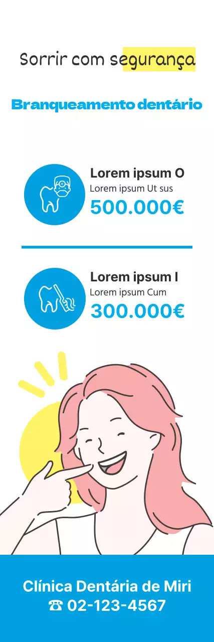 Dentista azul Branqueamento dos dentes