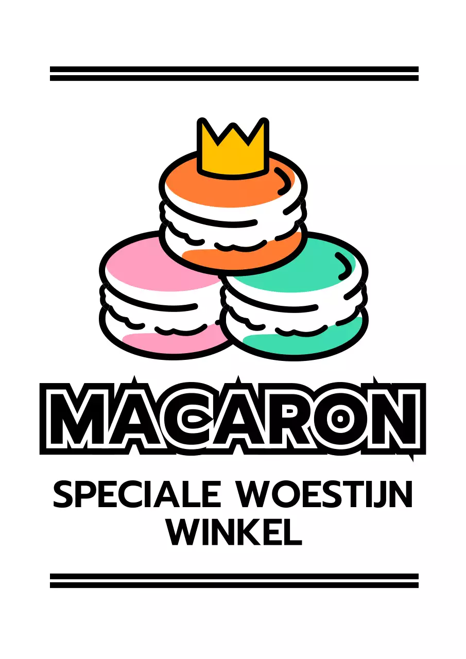 Promoot een dessertwinkel met een illustratie van bitterkoekjes in zwart en accentkleuren