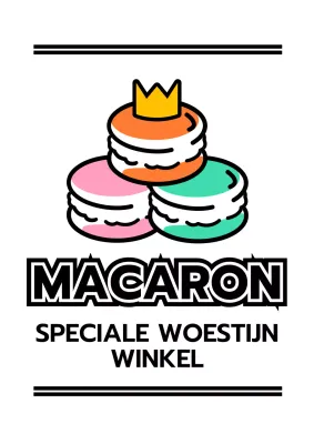 Promoot een dessertwinkel met een illustratie van bitterkoekjes in zwart en accentkleuren