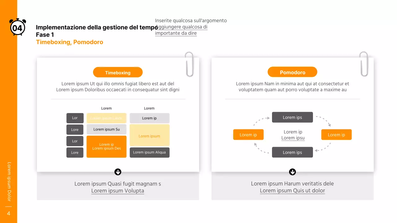Tema del workshop sulla gestione del tempo in arancione