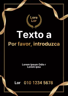 Elegante promoción conmemorativa con ilustración de lazo negro y dorado