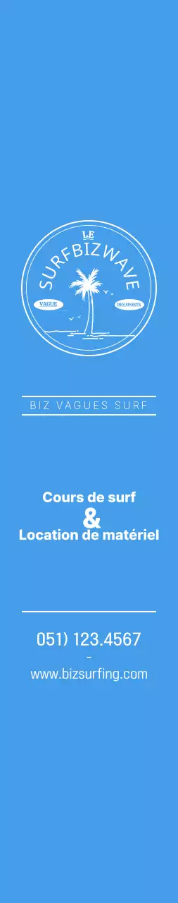 Un logo simple, bleu et jaune, représentant l'emblème du surf, pour promouvoir le magasin.