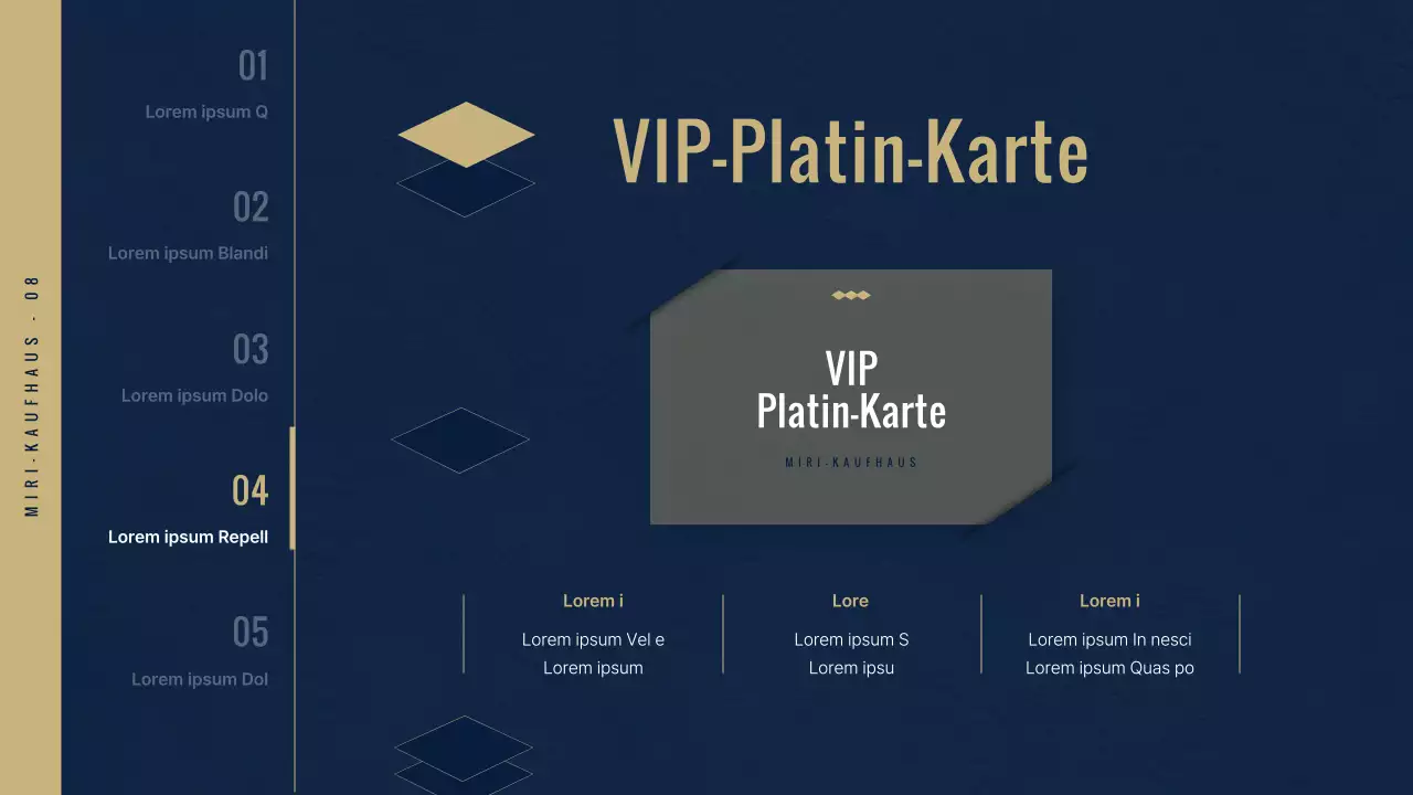 VIP-Club im luxuriösen Kaufhaus in Marineblau