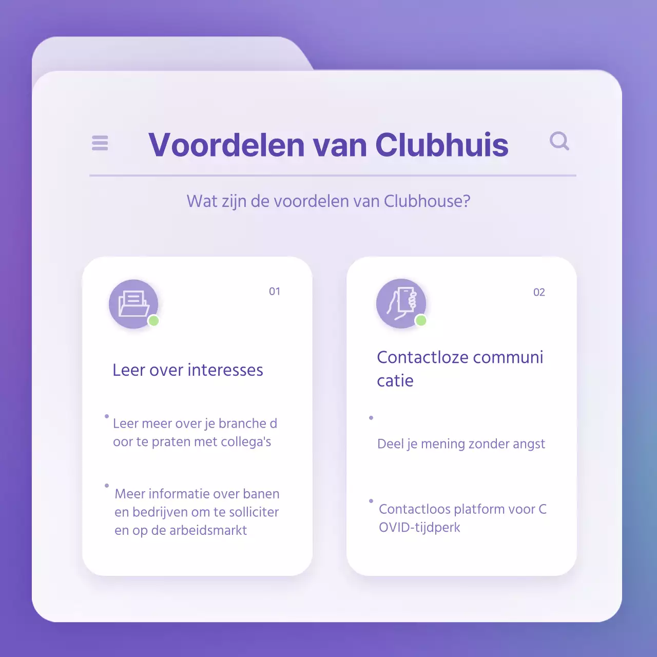 Strak bestandsconcept in paars en wit om je op de hoogte te houden