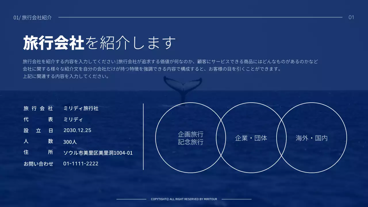 青 モダン 旅行 企画書 プレゼンテーション