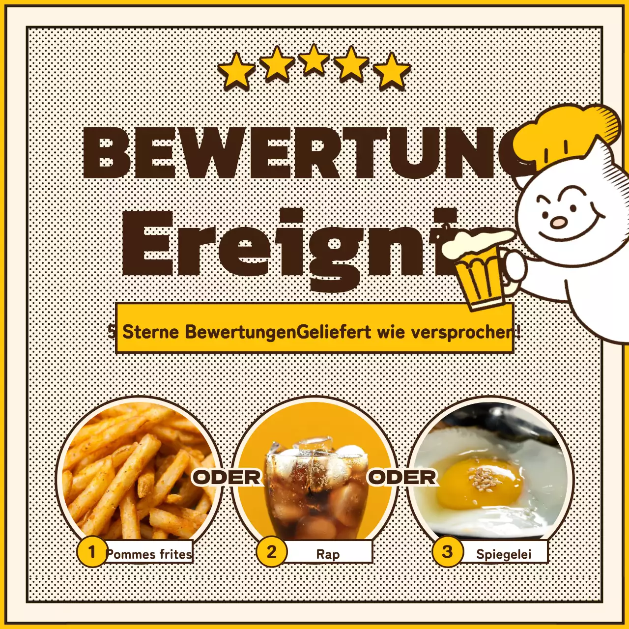 Gelbe, beige und braune Lieferung von Lebensmitteln Veranstaltung