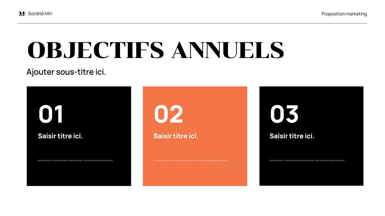 proposition de marketing moderne noir