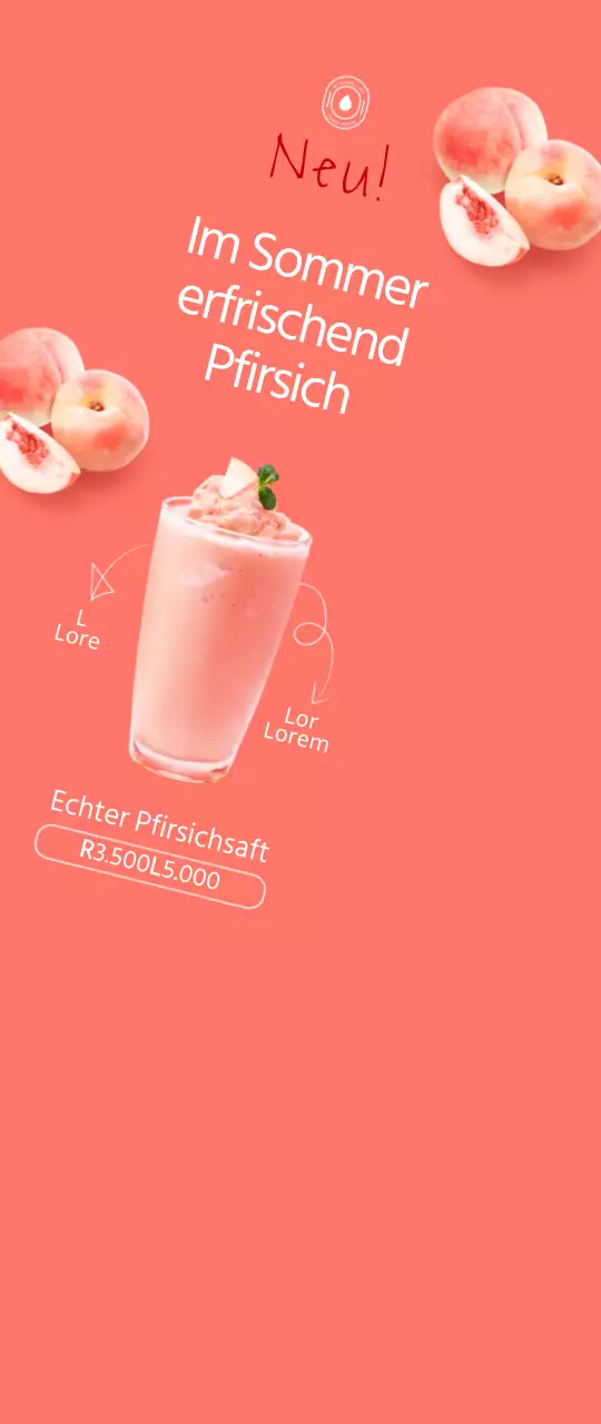 Schlichter Stil in Rosa und Weiß zur Bewerbung des Sommermenüs