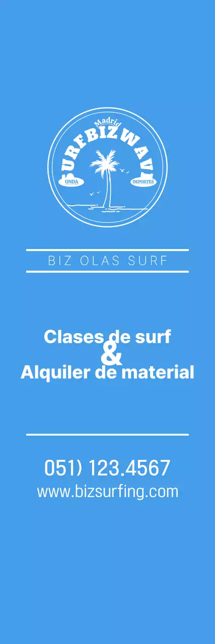 Un sencillo logotipo azul y amarillo con el emblema del surf para promocionar la tienda.