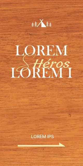 Emplacement d'un bureau de camping avec un concept émotif comprenant des illustrations de camping en blanc et en jaune