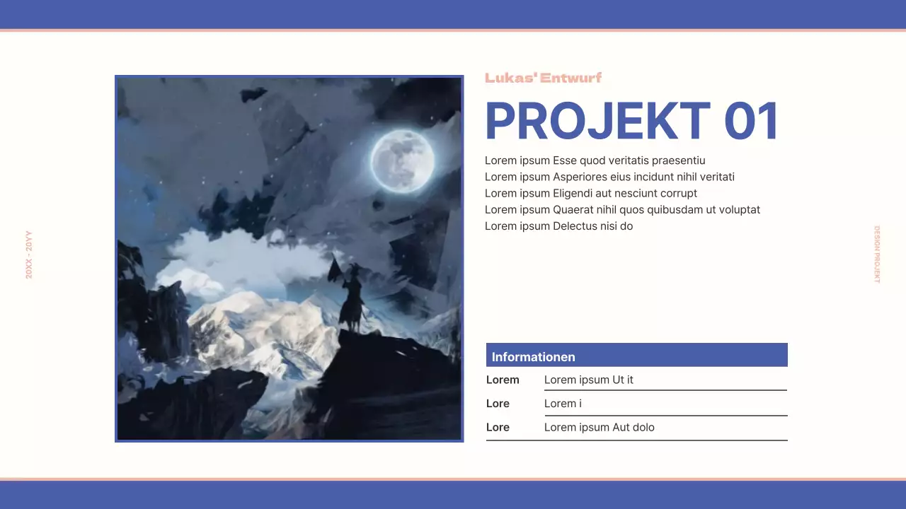 Designmappe für ein Vintage-Retro-Konzept in Marineblau und Gelb