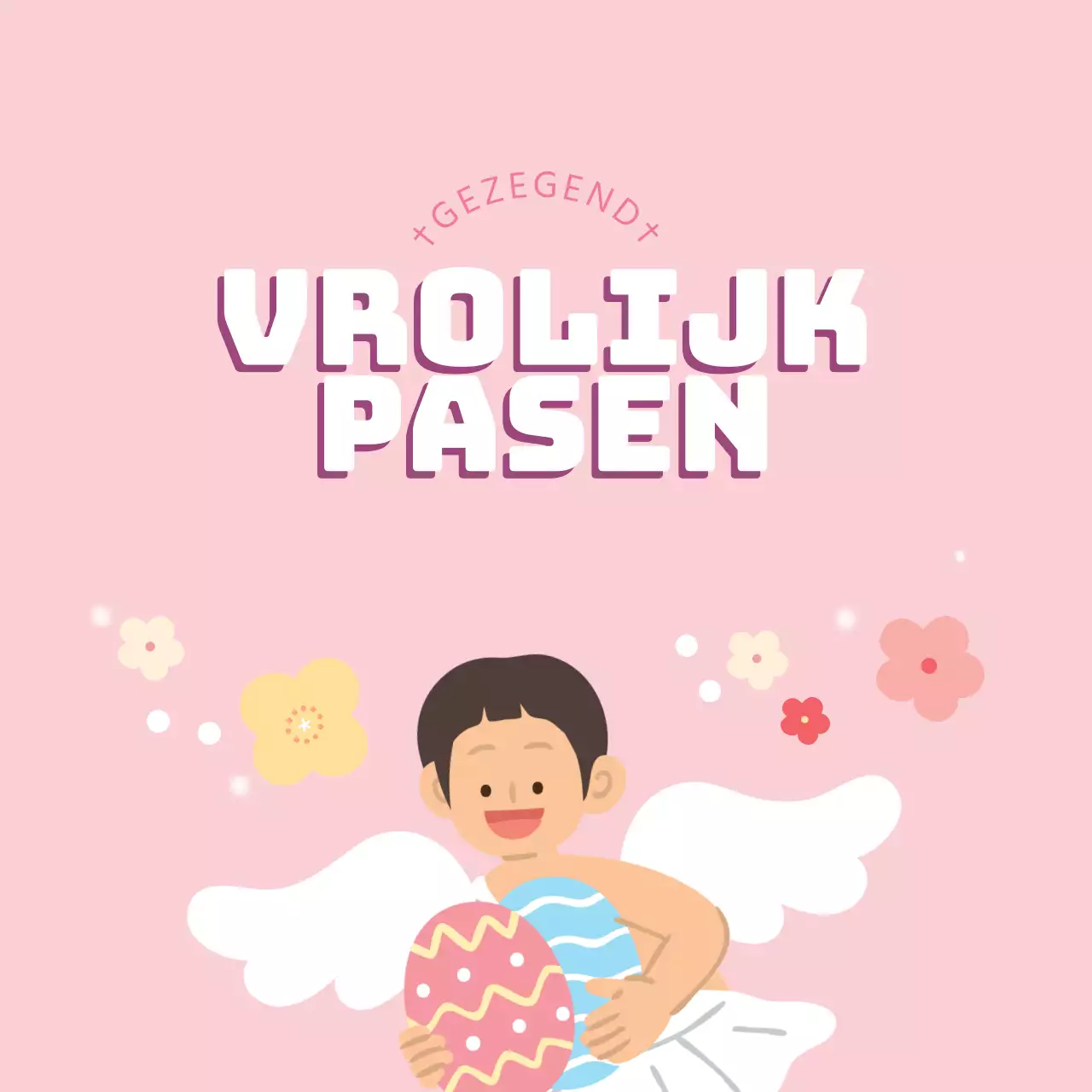 Schattige kerkelijke paasetiketten met roze illustraties