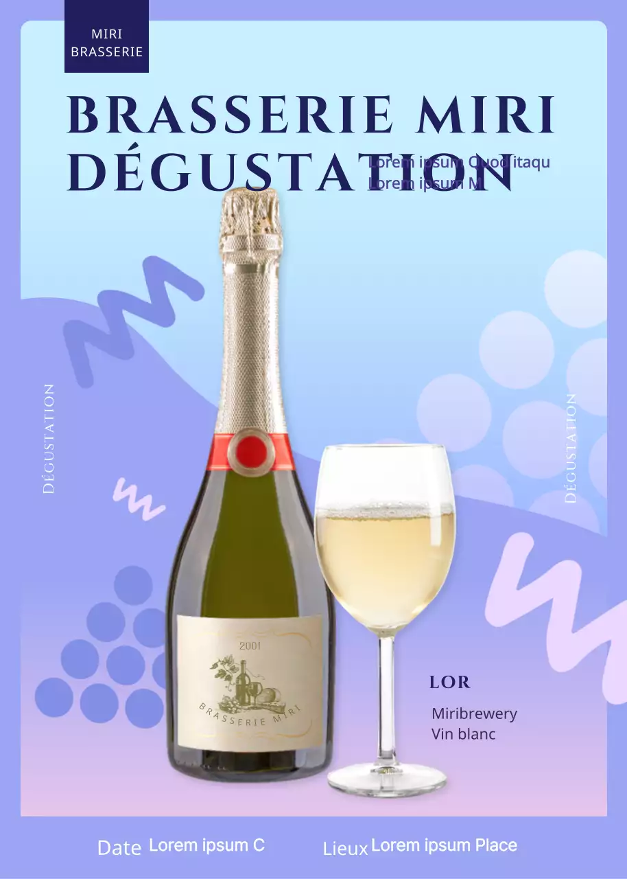 Illustration mignonne mauve pour un popup événementiel pour une dégustation de vin