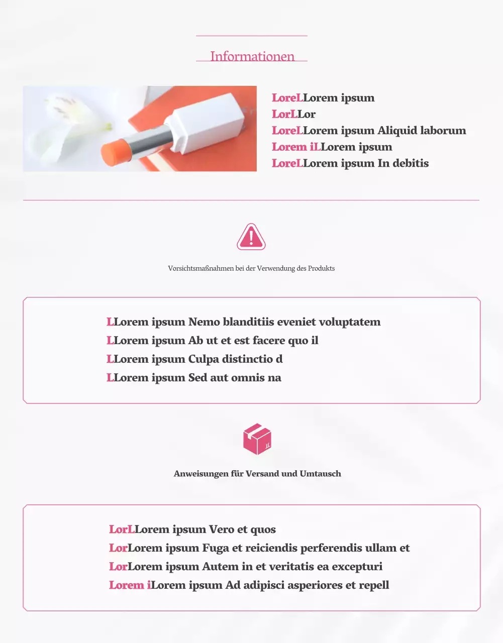 Einführung eines sauberen und eleganten Lippenbalsams in Weiß und Rosa