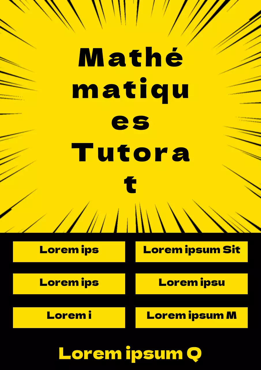 Promotion simple du soutien scolaire avec des formes et des accents jaunes et noirs