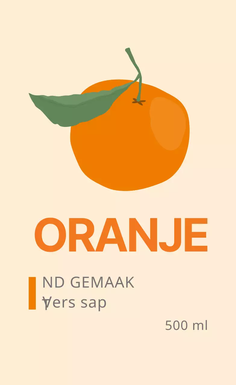 Leuke voedseletiketten met oranje illustraties