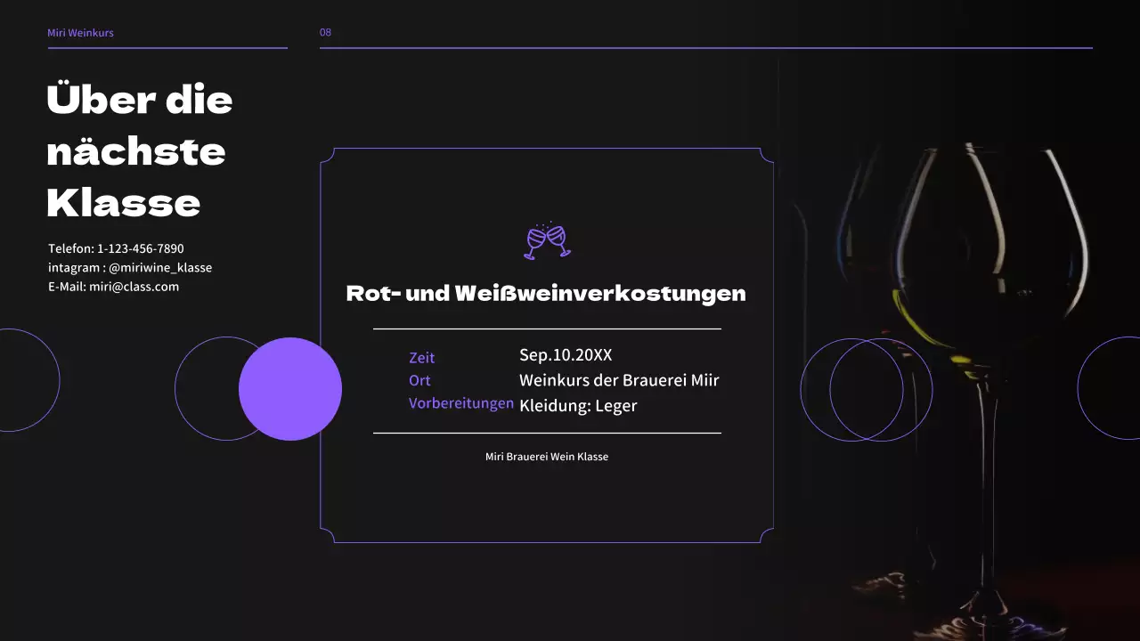 Weinbrauerei-Seminar in Schwarz- und Lilatönen