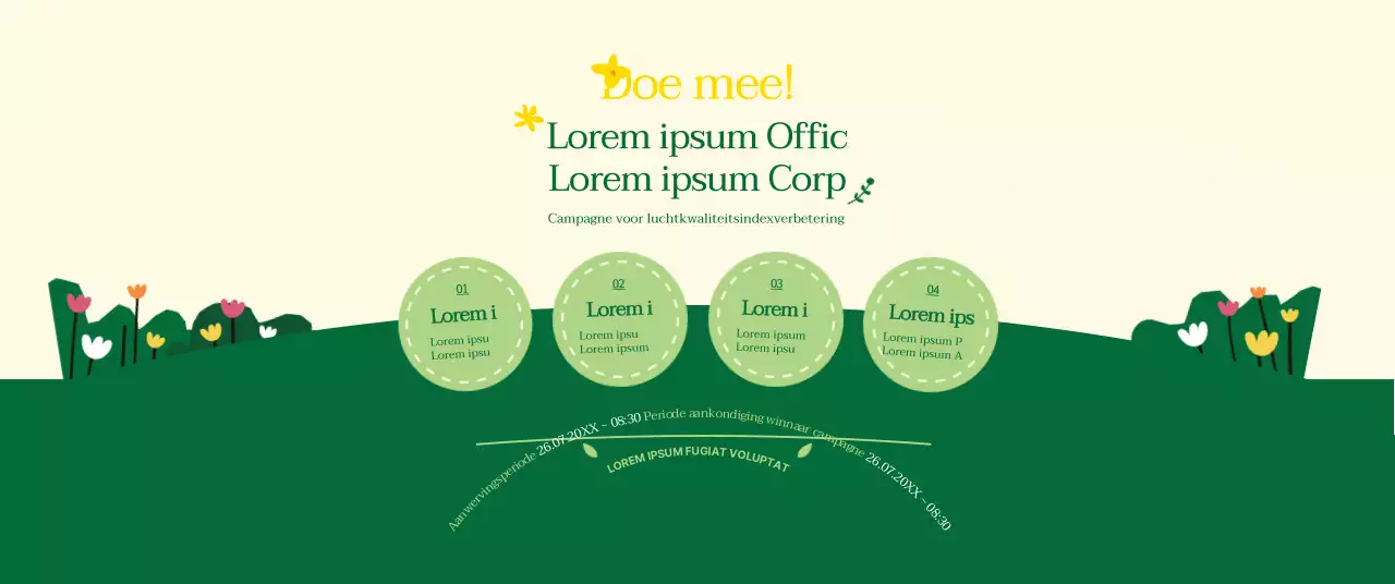 Over de groen-gele campagne Loop naar je werk in een schone stijl