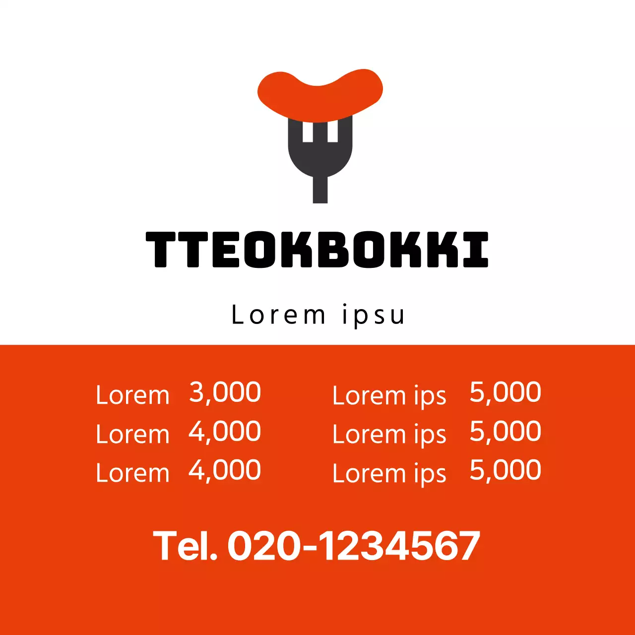 Oranje illustratie promoot netjes restaurantporties