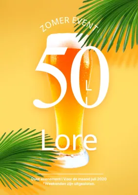 Flyer met korting voor zomerevenementen in geel