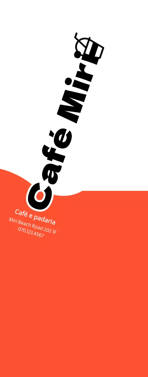 Promoção de um café e de uma padaria com um conceito simples em laranja e preto