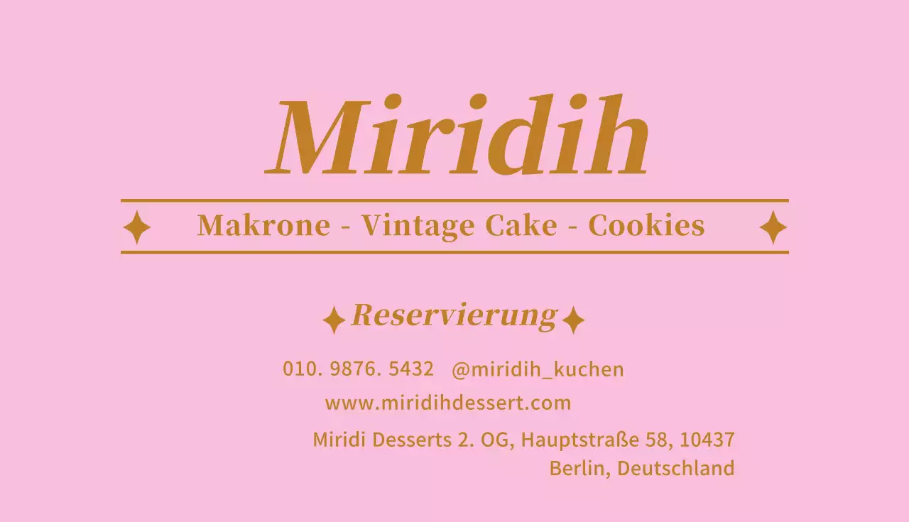 Dessert Cafe Visitenkarte